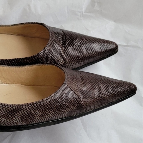 Jimmy Choo pointed toe Amelia kitten heel snake embossed multi leather low pump - Picture 13 of 14